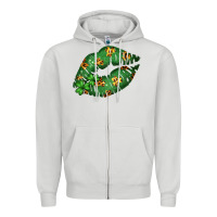 Dove Grey Green and Leopard Patterned Irish Day Lips Zipper Hoodie - Bettercallsaul