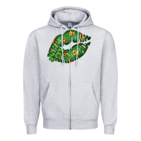 Heather Grey Green and Leopard Patterned Irish Day Lips Zipper Hoodie - Bettercallsaul