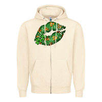 Sandshell Green and Leopard Patterned Irish Day Lips Zipper Hoodie - Bettercallsaul