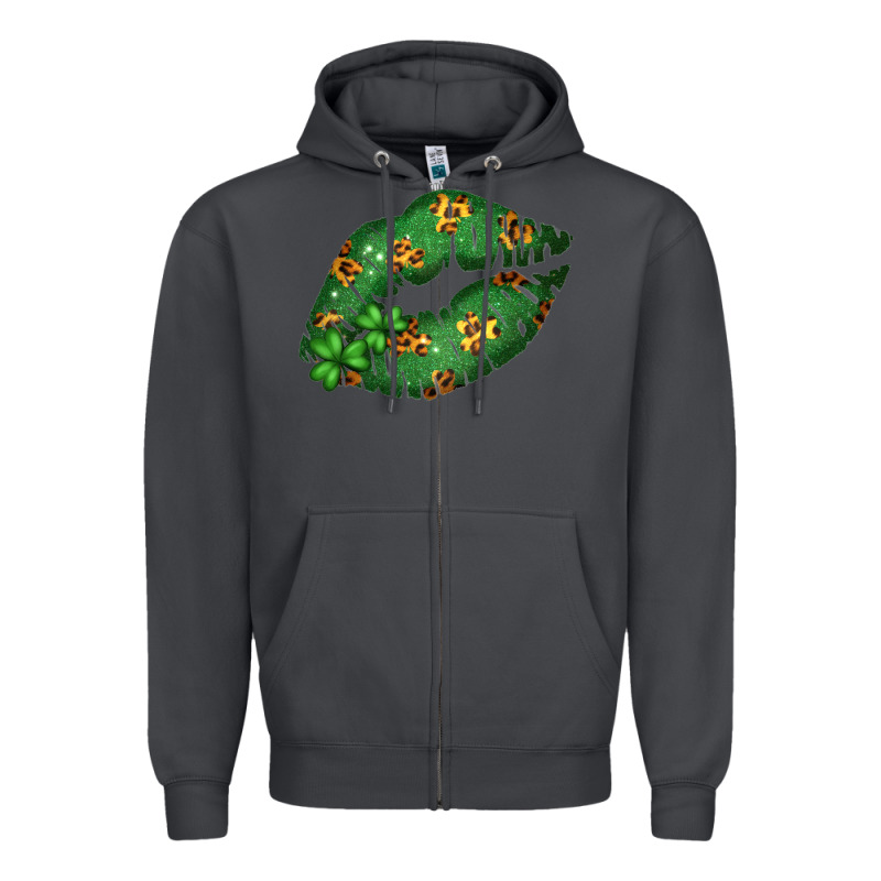 Green And Leopard Patterned Irish Day Lips Zipper Hoodie by Bettercallsaul | Teevron