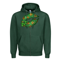 Sports Green Green and Leopard Patterned Irish Day Lips Zipper Hoodie - Bettercallsaul