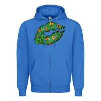 True Royal Green and Leopard Patterned Irish Day Lips Zipper Hoodie - Bettercallsaul