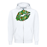 White Green and Leopard Patterned Irish Day Lips Zipper Hoodie - Bettercallsaul