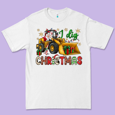 I Dig Christmas Bulldozer Santa Premium Tee Designed By Jahusdesignshop