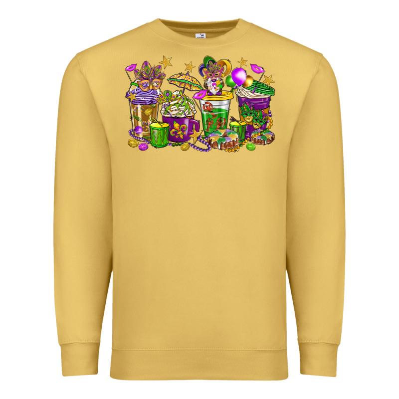 Mardi Gras Coffee Cups Premium Sweatshirt by HowdyJamesFarm | Teevron
