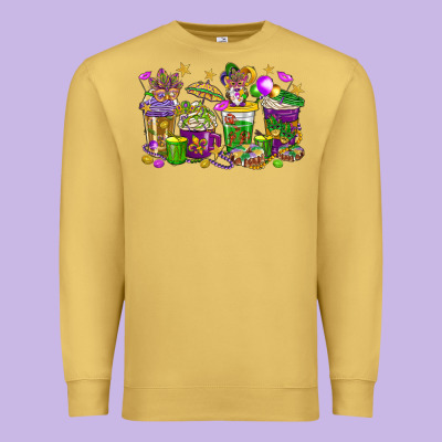 Mardi Gras Coffee Cups Premium Sweatshirt Designed By Howdyjamesfarm
