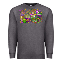 Charcoal Heather Mardi Gras coffee cups Premium Sweatshirt - HowdyJamesFarm