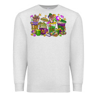Oatmeal Heather Mardi Gras coffee cups Premium Sweatshirt - HowdyJamesFarm