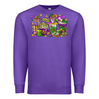 Purple Mardi Gras coffee cups Premium Sweatshirt - HowdyJamesFarm