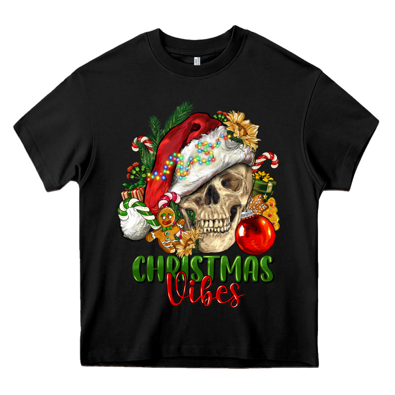 Christmas Vibes Human Skull Heavy Core Tee by FaDigitalArtStudio | Teevron