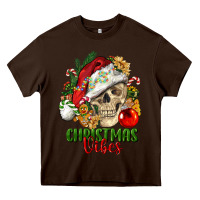 Chocolate Brown Christmas Vibes Human Skull Heavy Core Tee - FaDigitalArtStudio