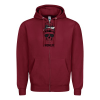 Burgundy Black Glitter Cowhide Patterned Mom Skull Zipper Hoodie - Bettercallsaul