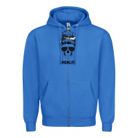 True Royal Black Glitter Cowhide Patterned Mom Skull Zipper Hoodie - Bettercallsaul