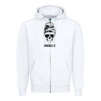White Black Glitter Cowhide Patterned Mom Skull Zipper Hoodie - Bettercallsaul