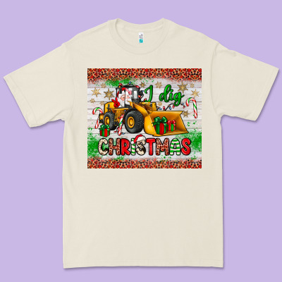 I Dig Christmas Bulldozer Santa Premium Tee Designed By Jahusdesignshop