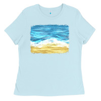 Baby Blue glitter beach background Ladies Tee - HRA Design Shop