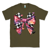 Army Green coquette bow floral checkered pattern Classic Tee - JahusDesignShop