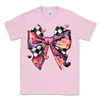 Bubblegum Pink coquette bow floral checkered pattern Classic Tee - JahusDesignShop