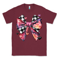 Burgundy coquette bow floral checkered pattern Classic Tee - JahusDesignShop