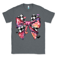 Charcoal Heather coquette bow floral checkered pattern Classic Tee - JahusDesignShop