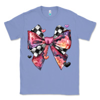 Colony Blue coquette bow floral checkered pattern Classic Tee - JahusDesignShop