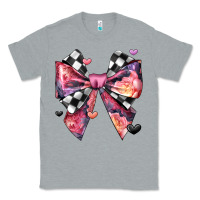 Heather Grey coquette bow floral checkered pattern Classic Tee - JahusDesignShop
