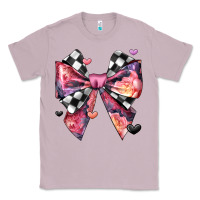Lilac coquette bow floral checkered pattern Classic Tee - JahusDesignShop