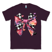 Plum coquette bow floral checkered pattern Classic Tee - JahusDesignShop