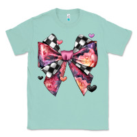 Seafoam coquette bow floral checkered pattern Classic Tee - JahusDesignShop