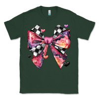 Sports Green coquette bow floral checkered pattern Classic Tee - JahusDesignShop
