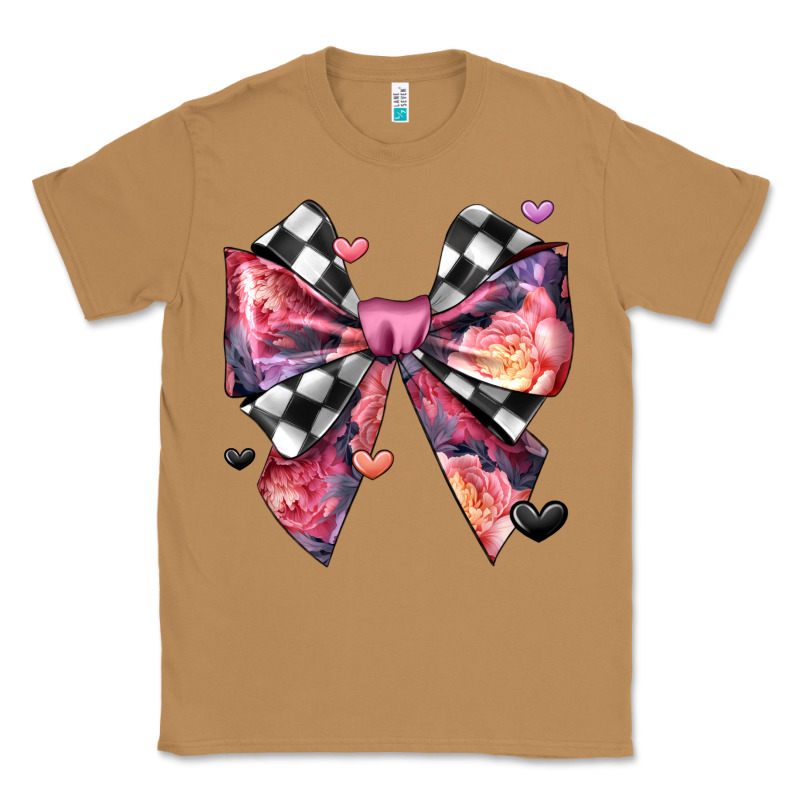 Coquette Bow Floral Checkered Pattern Classic Tee by JahusDesignShop | Teevron