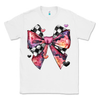 White coquette bow floral checkered pattern Classic Tee - JahusDesignShop