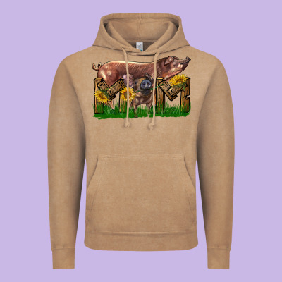 Western Mom With Duroc Pig And Baby Pig Vintage Hoodie Designed By Lillyallendesigns
