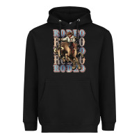 Black Rodeo Cowboy bull western Heavyweight Hoodie - HowdyJamesFarm