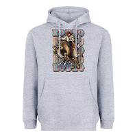 Heather Grey Rodeo Cowboy bull western Heavyweight Hoodie - HowdyJamesFarm