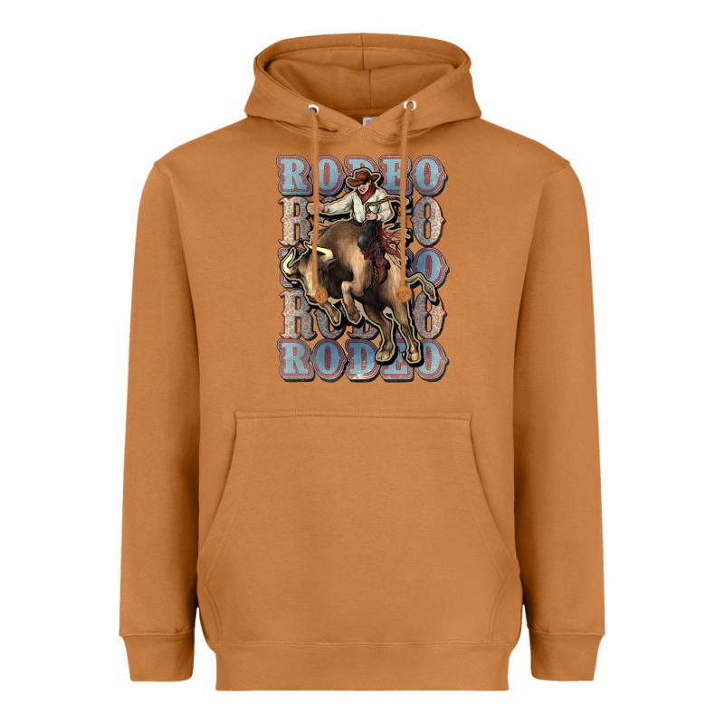 Rodeo Cowboy Bull Western Heavyweight Hoodie by HowdyJamesFarm | Teevron