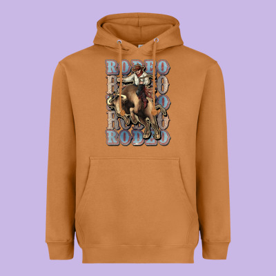 Rodeo Cowboy Bull Western Heavyweight Hoodie Designed By Howdyjamesfarm