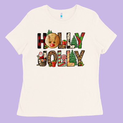 Holly Jolly Ladies Tee Designed By Fadigitalartstudio
