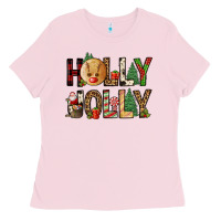 Bubblegum Pink holly jolly Ladies Tee - FaDigitalArtStudio
