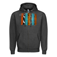 Charcoal Heather Western Leopard Glitter Aztec Cowhide Pattern Brushstroke Zipper Hoodie - Bettercallsaul