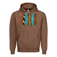 Chestnut Western Leopard Glitter Aztec Cowhide Pattern Brushstroke Zipper Hoodie - Bettercallsaul