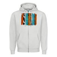 Dove Grey Western Leopard Glitter Aztec Cowhide Pattern Brushstroke Zipper Hoodie - Bettercallsaul