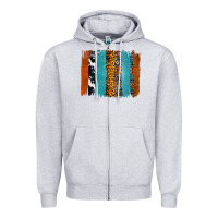 Heather Grey Western Leopard Glitter Aztec Cowhide Pattern Brushstroke Zipper Hoodie - Bettercallsaul