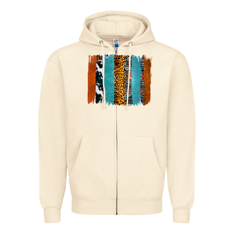 Western Leopard Glitter Aztec Cowhide Pattern Brushstroke Zipper Hoodie by Bettercallsaul | Teevron