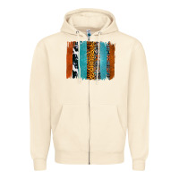 Sandshell Western Leopard Glitter Aztec Cowhide Pattern Brushstroke Zipper Hoodie - Bettercallsaul