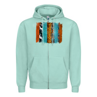 Seafoam Western Leopard Glitter Aztec Cowhide Pattern Brushstroke Zipper Hoodie - Bettercallsaul