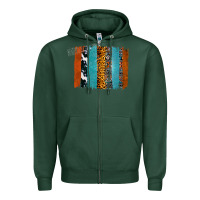 Sports Green Western Leopard Glitter Aztec Cowhide Pattern Brushstroke Zipper Hoodie - Bettercallsaul