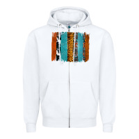 White Western Leopard Glitter Aztec Cowhide Pattern Brushstroke Zipper Hoodie - Bettercallsaul