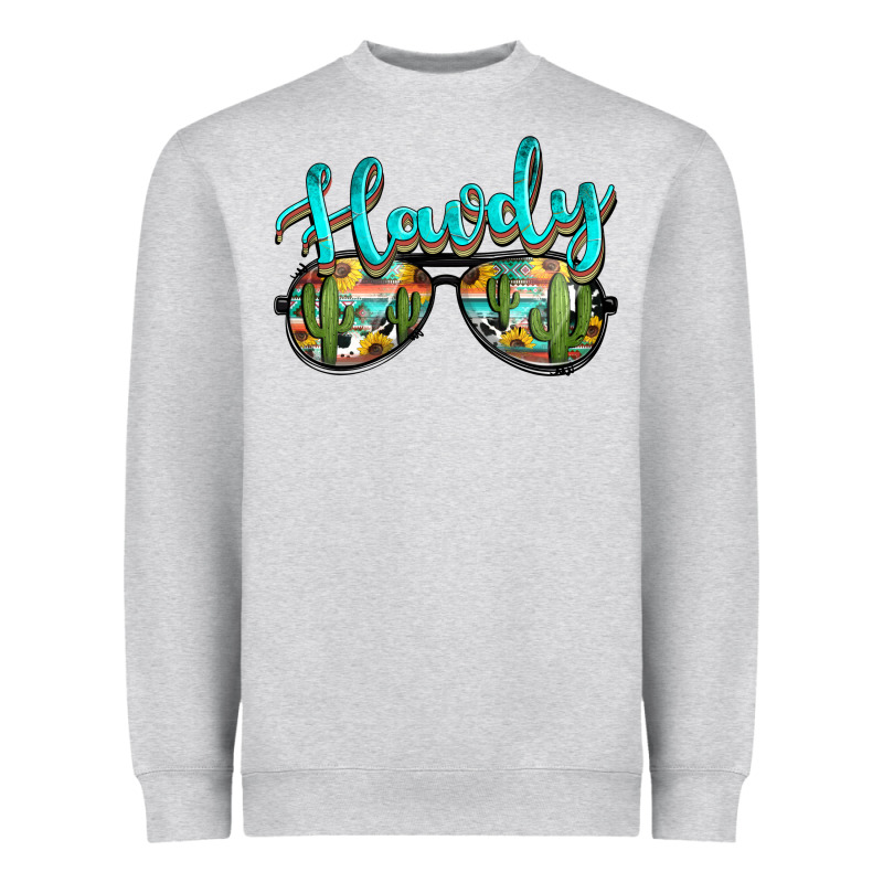 Western Howdy Police Sunglasses Heavyweight Sweatshirt by NancyCooperArtShop | Teevron