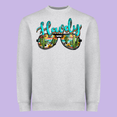 Western Howdy Police Sunglasses Heavyweight Sweatshirt Designed By Nancycooperartshop